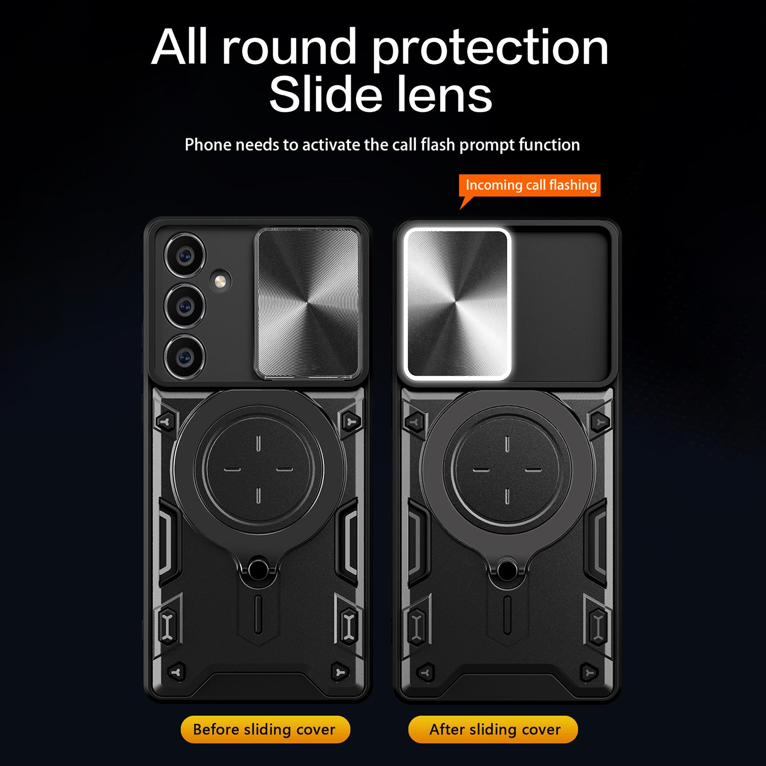 For Samsung Galaxy S23 FE Slide Lens Guard Kickstand Cover PC TPU Drop-proof Phone Case For Samsung Galaxy S23 FE Slide Lens Guard Kickstand Cover PC TPU Drop-proof Phone Case